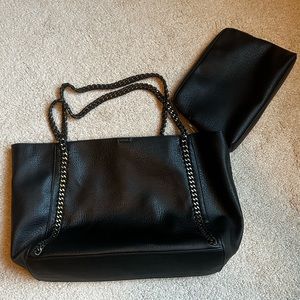 Black tote bag with chain detail. Like New!